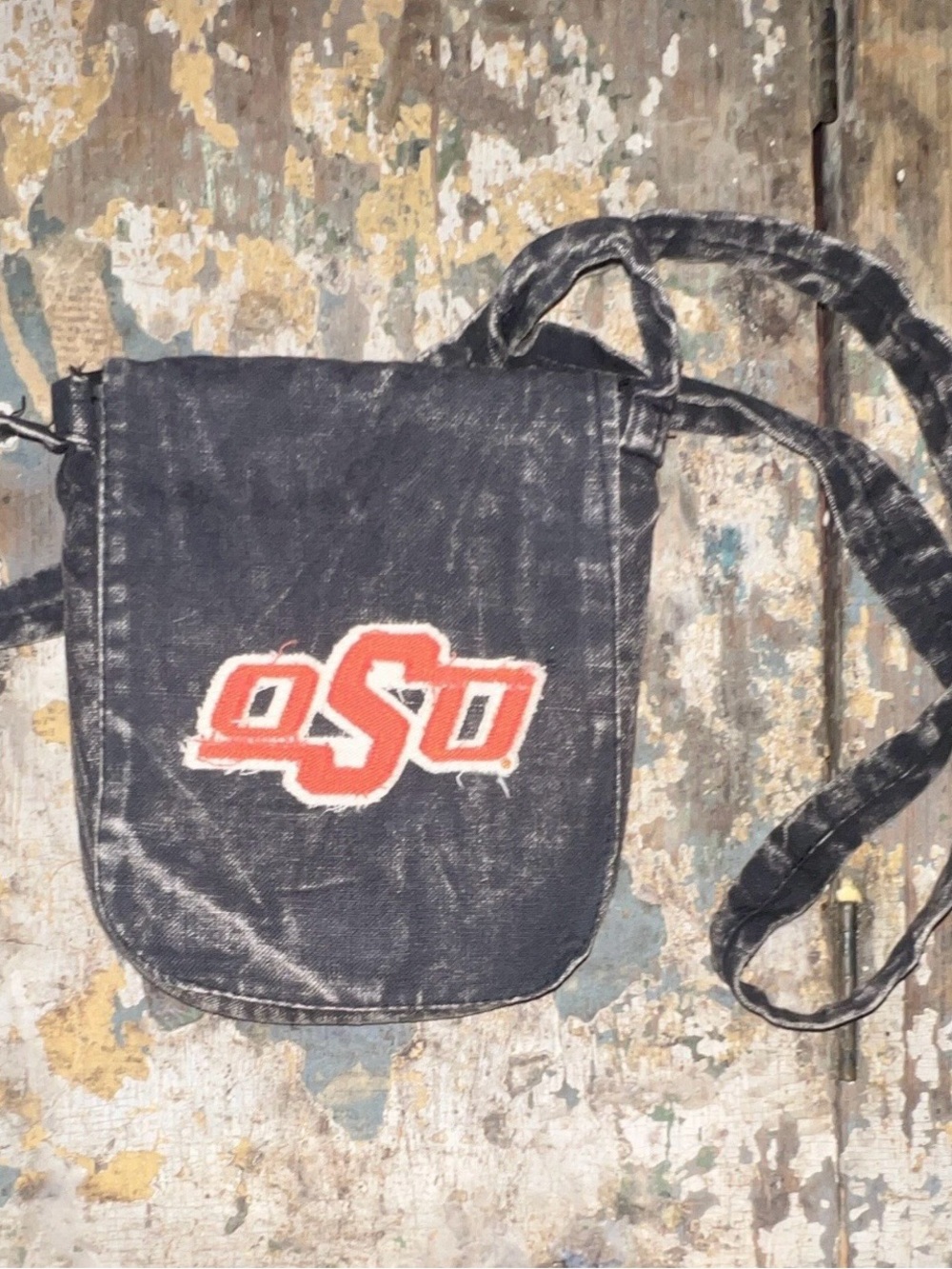 Oklahoma State Cowboys OSU Embroidered Black Canvas Crossbody Bag
